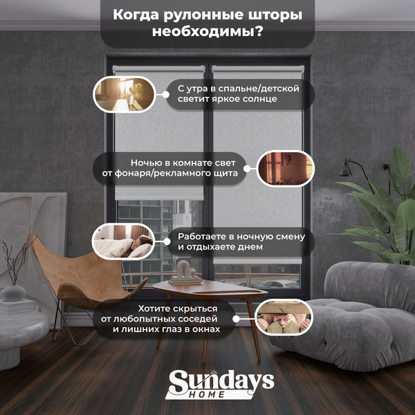 Рулонная штора Sundays Home LM 97-11 43х160 (белый)