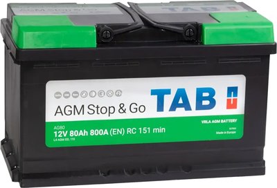 Автомобильный аккумулятор TAB AGM 80R L4 R+ (80 А/ч) - 