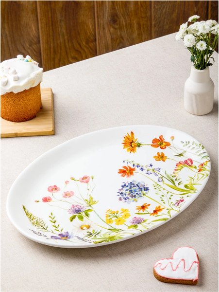 Блюдо Decor de table Полевые цветы / CL-FS00563E (белый)