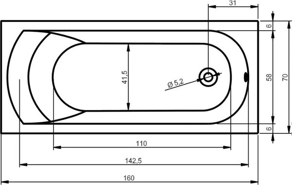 Купить Ванна акриловая Eurolux Miamika 160x70 / E1016070029 в Минске