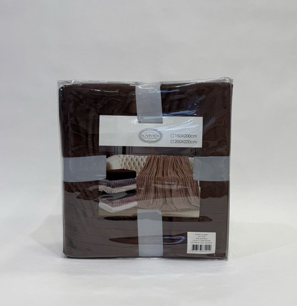 Плед Karven Велсофт Евро / PL 006 SOLID JACQAURD v1/Dark Brown