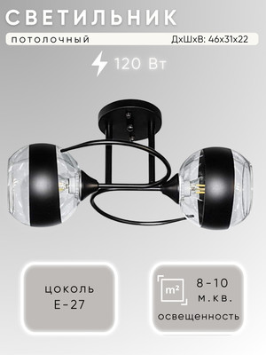 Потолочный светильник Aitin-Pro НПБ 02-2x60-101 / 6272/2 (черный) -