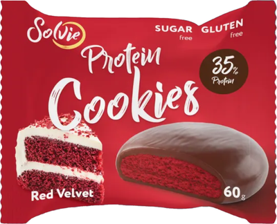 Набор протеинового печенья Solvie Protein Cookie Red Velvet с молочным шоколадом (8x60г) - 