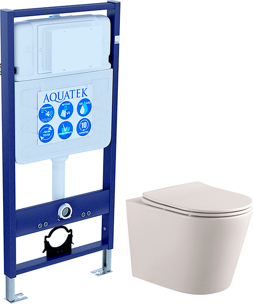 Унитаз подвесной с инсталляцией Aquatek Вега T INS-0000012 + AQ1904T-00