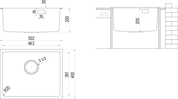 Купить Мойка кухонная Ukinox Лофт LOB460.360-GT10P в Гомеле