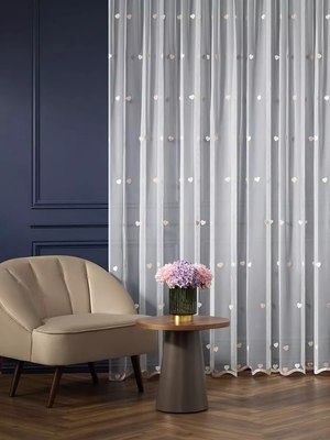 Гардина Arya Love 200x250 / 8001885869418 (белый/розовый) - 