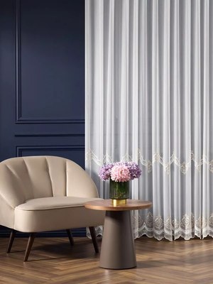 Гардина Arya Melani 300x250 / 8001885869760 (белый/бежевый) - 