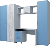 Комплект мебели для кабинета Иволанд Трейд №7 (артвуд светлый/капри синий) - 