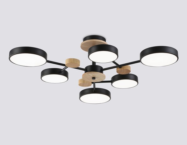 Люстра Ambrella FL4863/6 BK/WD (черный/дерево)