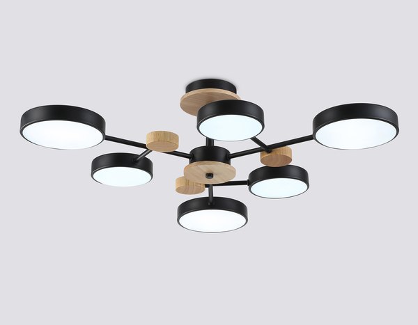 Люстра Ambrella FL4863/6 BK/WD (черный/дерево)