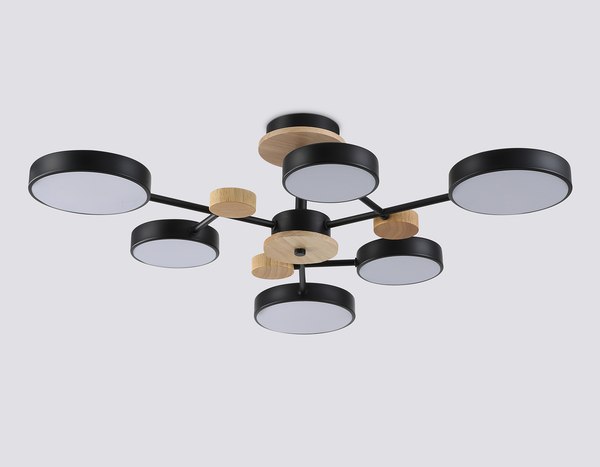 Люстра Ambrella FL4863/6 BK/WD (черный/дерево)