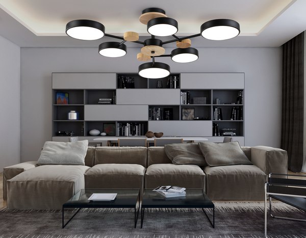 Люстра Ambrella FL4863/6 BK/WD (черный/дерево)