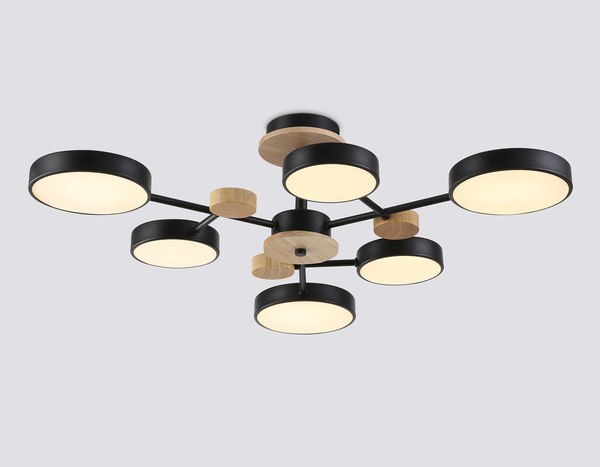 Люстра Ambrella FL4863/6 BK/WD (черный/дерево)