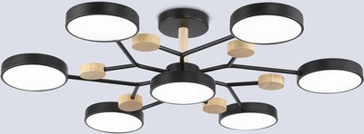 Люстра Ambrella FL4866/7 BK/WD (черный/дерево) - 