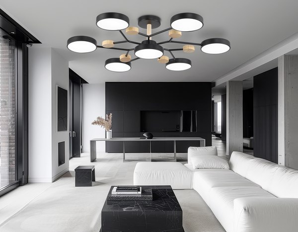 Люстра Ambrella FL4866/7 BK/WD (черный/дерево)