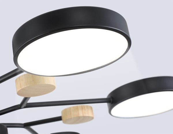 Люстра Ambrella FL4866/7 BK/WD (черный/дерево)