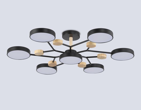 Люстра Ambrella FL4866/7 BK/WD (черный/дерево)