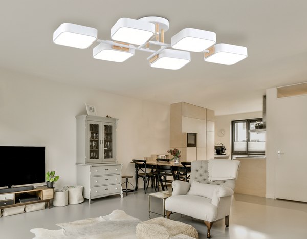 Люстра Ambrella FL4886/6 WH/WD (белый/дерево)