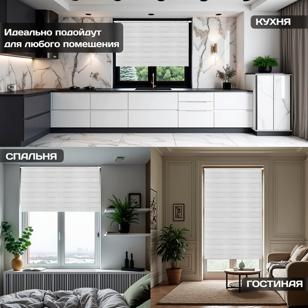 Рулонная штора Sundays Home Лайнс 85х160 (белый)