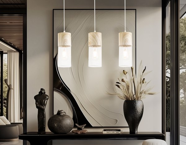 Люстра Ambrella TR8499/3 WH/WD (белый/дерево)