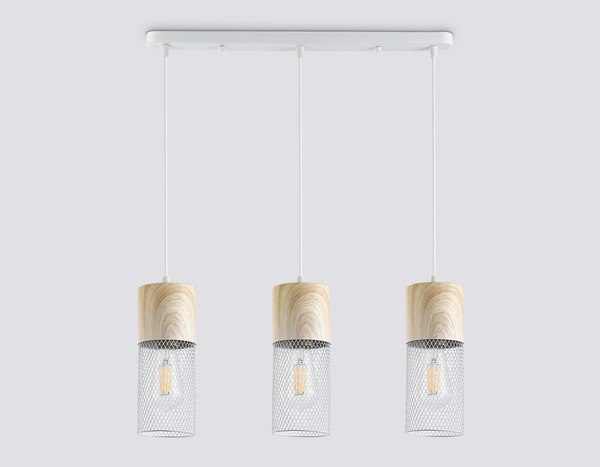 Люстра Ambrella TR8499/3 WH/WD (белый/дерево)