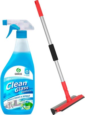 Средство для мытья стекол Grass Clean (600мл, со шваброй для мытья окон) - 