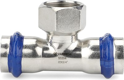 

Тройник, Inox Press раструбный с внутр. резьбой 22х1/2"х22 / VM720220422