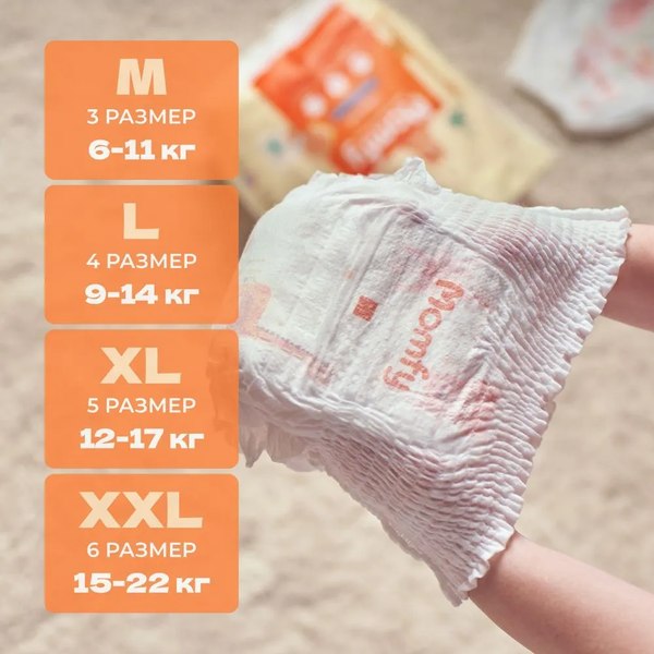 Подгузники-трусики детские Momfy 5 размер XL (22шт)