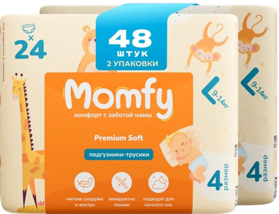 Подгузники-трусики детские Momfy 4 размер L (2x24шт) - 
