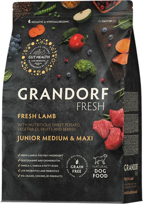 

Сухой корм для собак, Junior Medium&Maxi Breeds Fresh Lamb&Sweet Potato