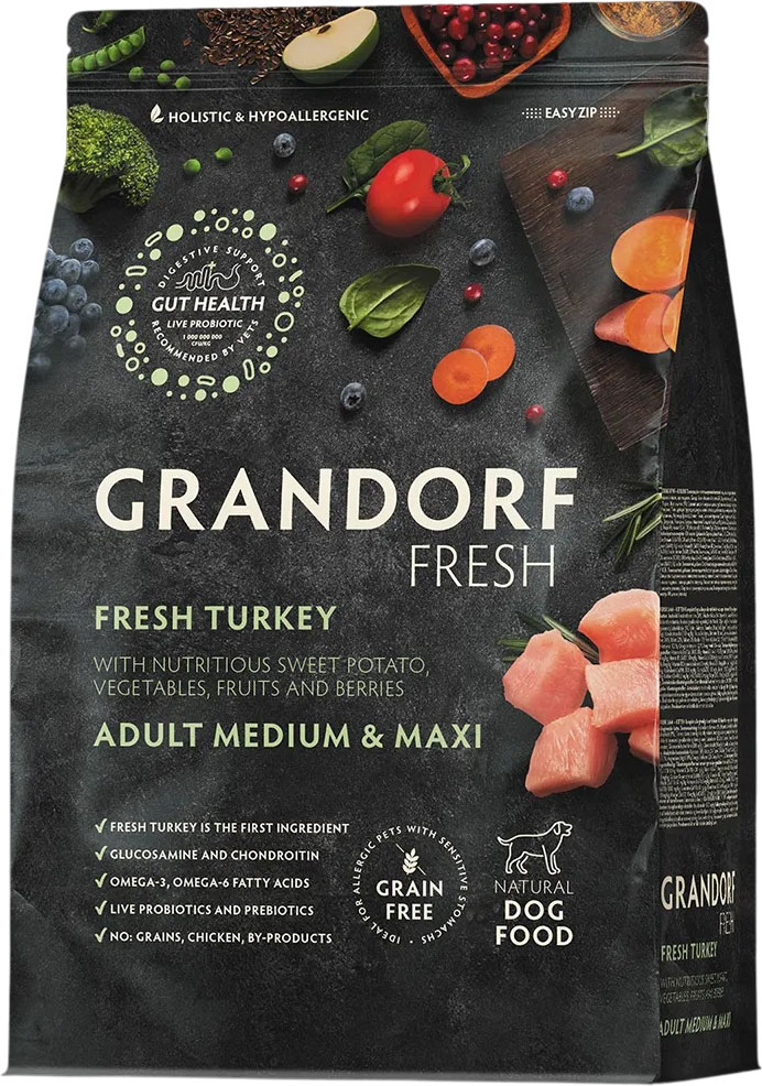 Сухой корм для собак Grandorf Adult Medium&Maxi Breeds Fresh Turkey&Sweet Potato (3кг)