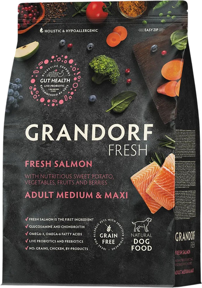 Сухой корм для собак Grandorf Adult Medium&Maxi Breeds Fresh Salmon&Sweet Potato (1кг)