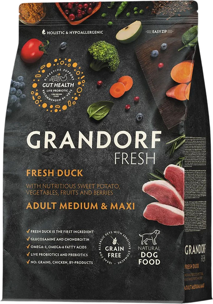 Сухой корм для собак Grandorf Adult Medium&Maxi Breeds Fresh Duck&Sweet Potato (3кг)
