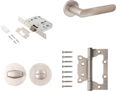 Комплект дверной фурнитуры Code Deco Slim H-40135-NISM с фиксатором (матовый никель) - 