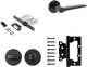 Комплект дверной фурнитуры Code Deco Slim H-40137-BLM c фиксатором (матовый черный) - 
