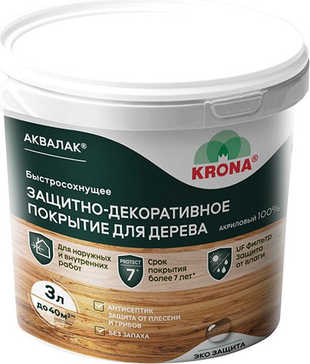 Защитно-декоративный состав KRONA Аквалак (3л, махагон)