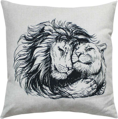 Подушка декоративная MATEX Melange Лев и львица / 66-989 (серый/бежевый/черный/серый) - 