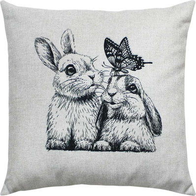Подушка декоративная MATEX Melange Зайчики и бабочка / 67-009 (серый/бежевый/темно-серый) -