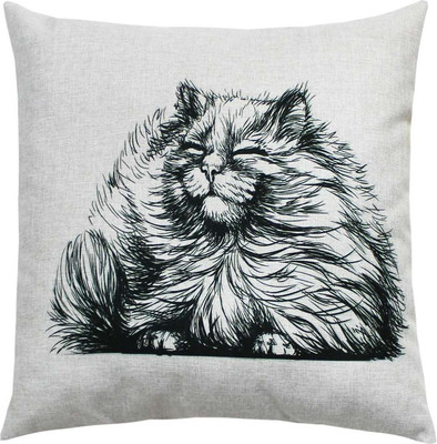 Подушка декоративная MATEX Melange Пушистый кот / 67-023 (серый/бежевый/черный) - 