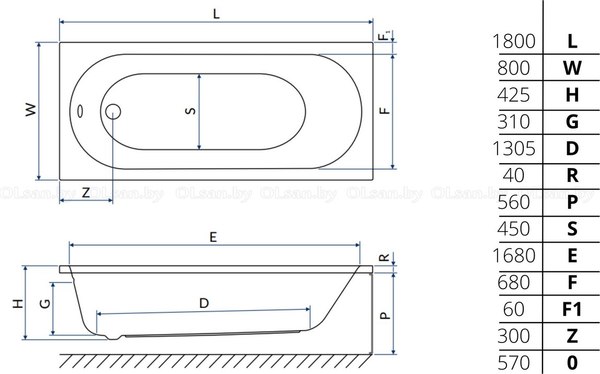 Купить Ванна акриловая Excellent Oceana Mono 180x80 в Минске