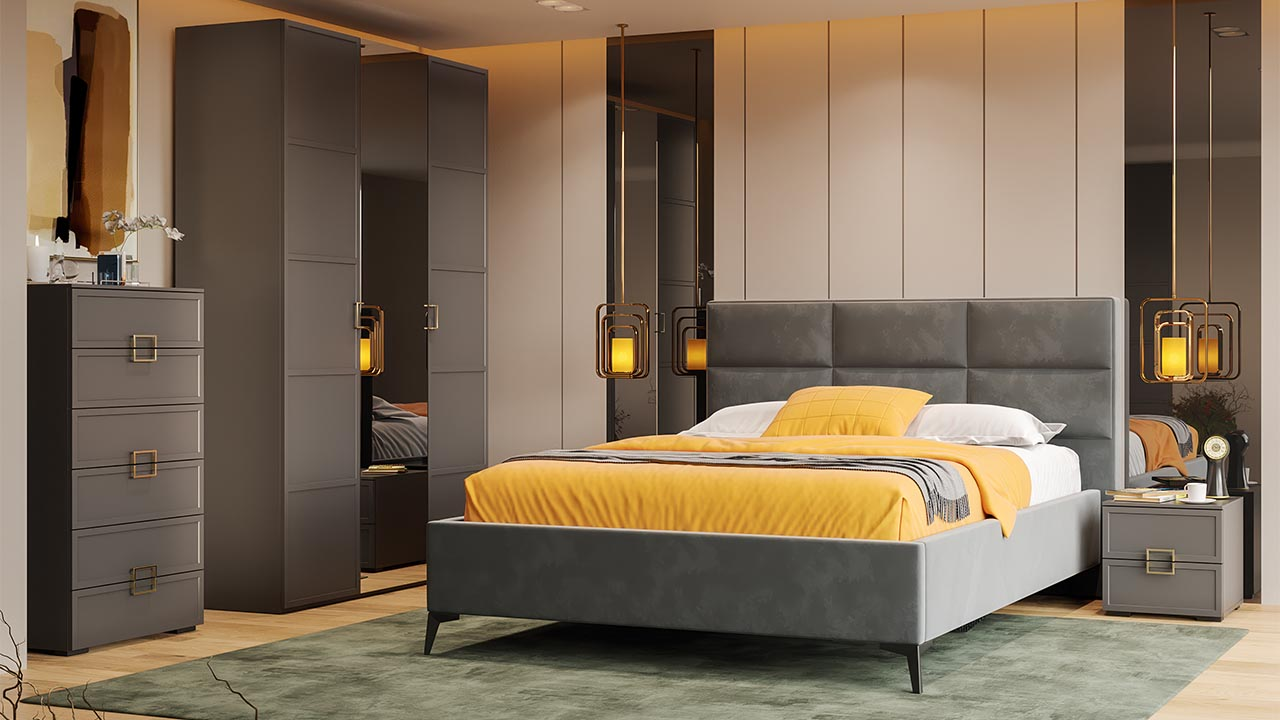 Двуспальная кровать ТриЯ Делана с подъемным механизмом 1600 Тип 1 (Велюр Brut Grey 16) — фото 4