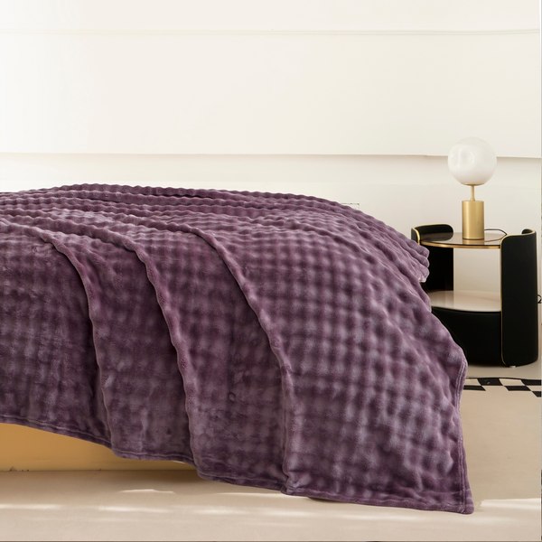 Плед Karven Фланель 1.5сп / PL 011 SOLID BUBBLE v1/Purple