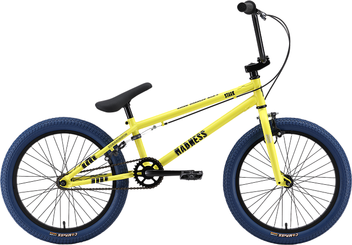 Велосипед STARK Madness BMX 1 2025 (лимонный/черный/лазурный, разобранный, в коробке)