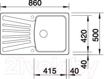 Мойка кухонная Blanco Nova 5S / 513912 - габаритные размеры