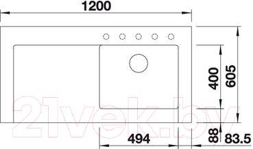 Мойка кухонная Blanco Modex-M60 / 518332 - габаритные размеры