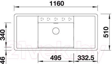 Мойка кухонная Blanco Alaros 6S / 516561 - габаритные размеры