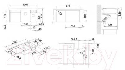 Мойка кухонная Blanco Axia II 6 S / 518828 - габаритные размеры