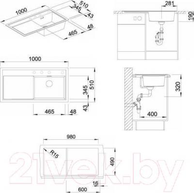 Мойка кухонная Blanco Zenar XL 6 S / 519280 - габаритные размеры
