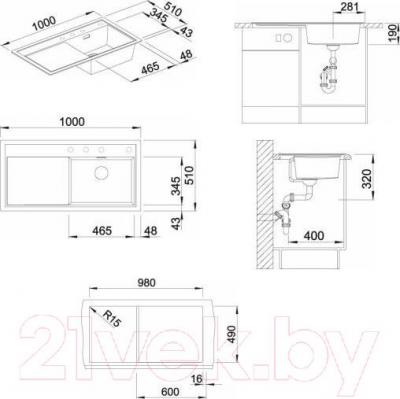 Мойка кухонная Blanco Zenar XL 6 S / 519273 - габаритные размеры