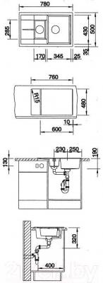 Мойка кухонная Blanco Metra 6 S Compact / 513470 - габаритные размеры